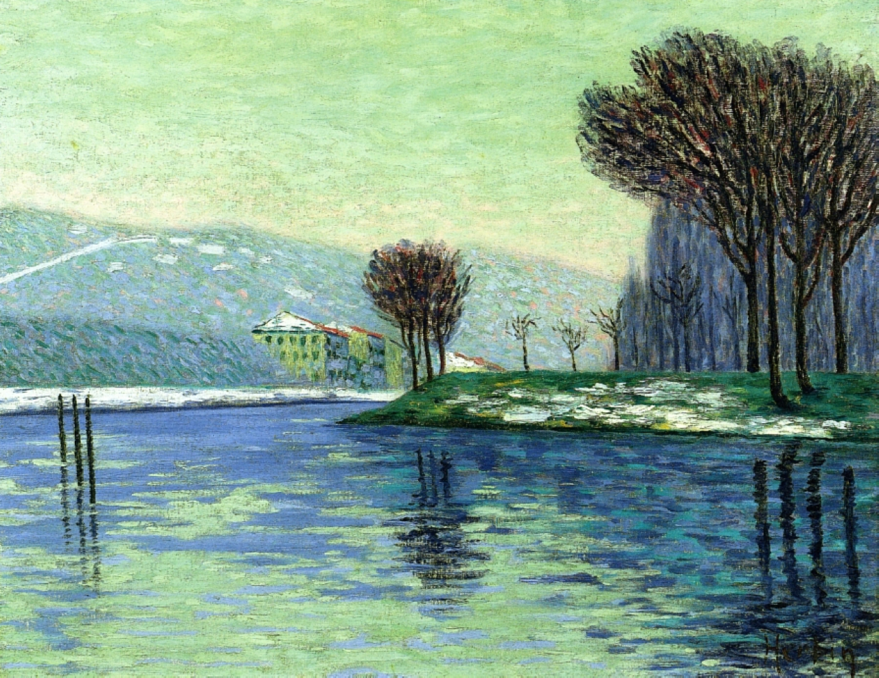 Snow at Haut Isle (1906) - Auguste Herbin Tablo