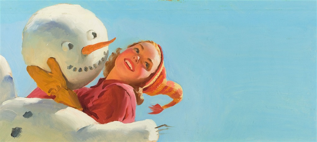 Snowman, Ad Illustration (1950) - Haddon Sundblom Tablo
