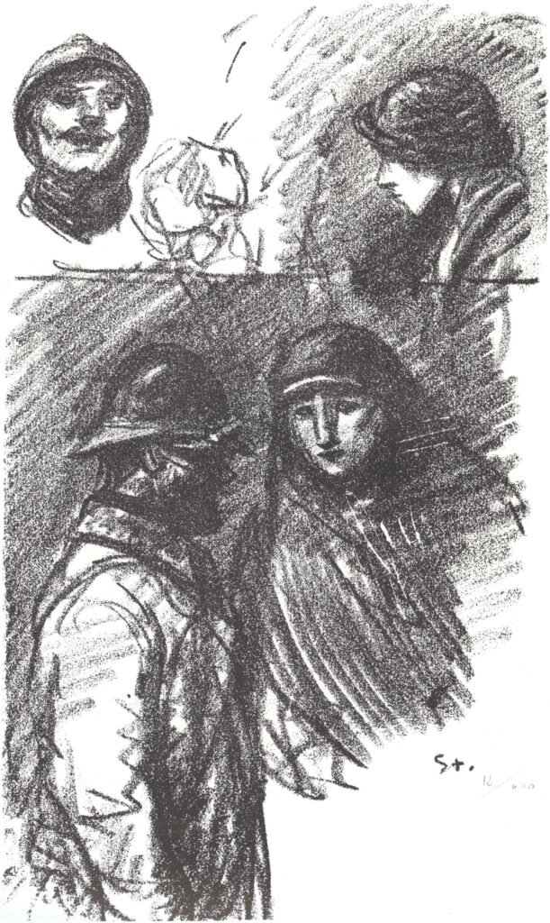Soldat et Infirmiere (1916) - Théophile Steinlen Tablo