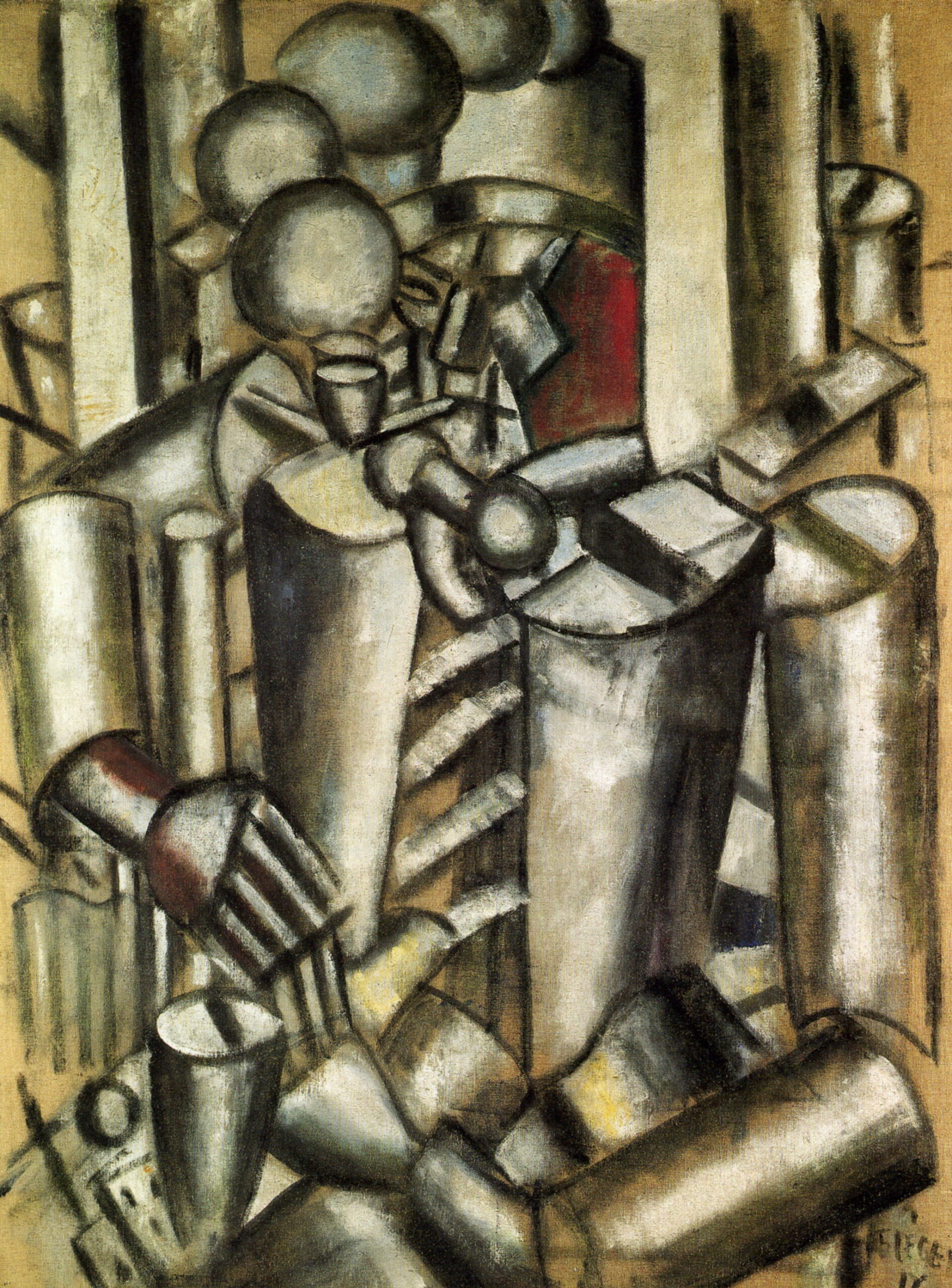 Soldier with a pipe (1916) - Fernand Léger Tablo
