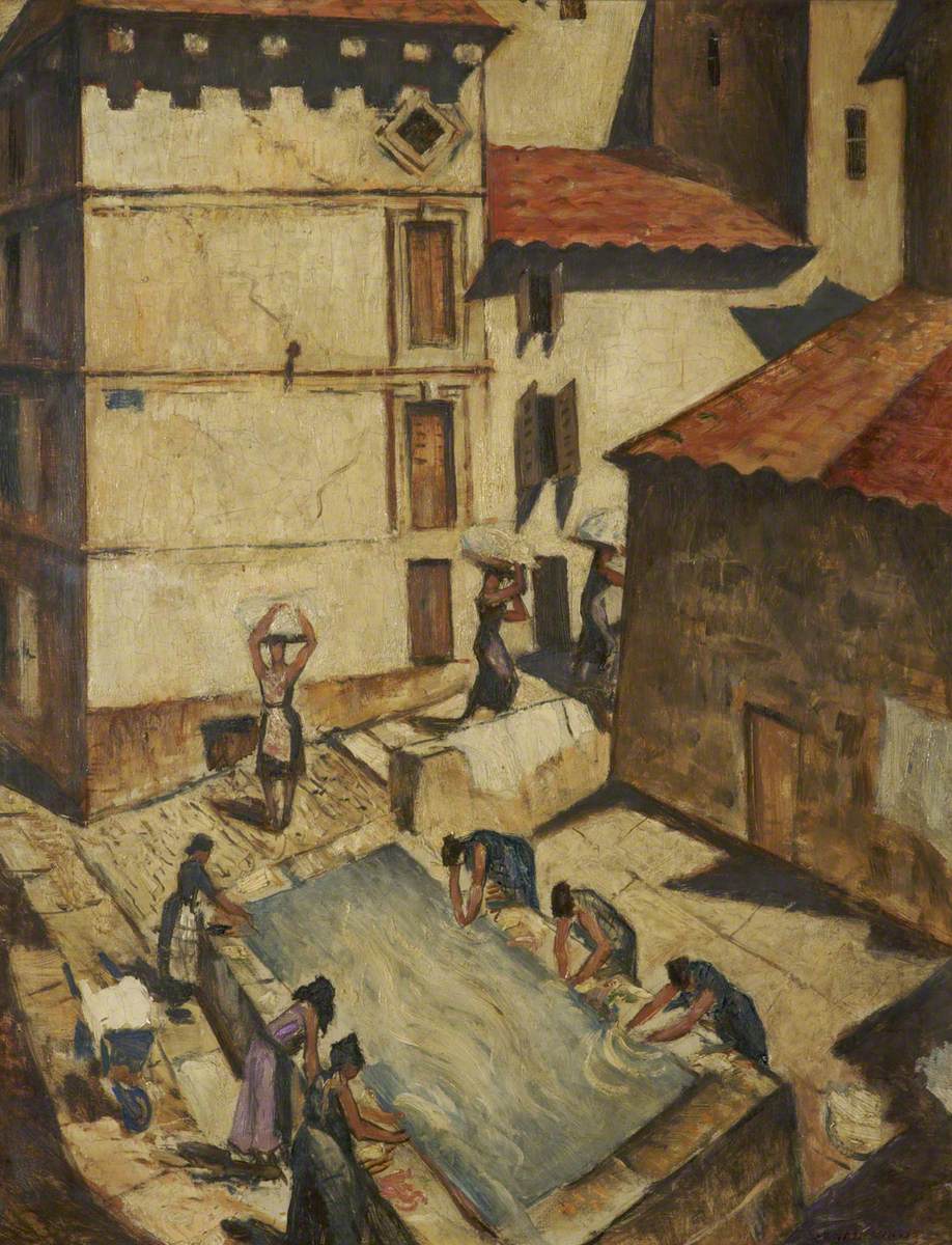 Spanish Women Washing - C. R. W. Nevinson Tablo