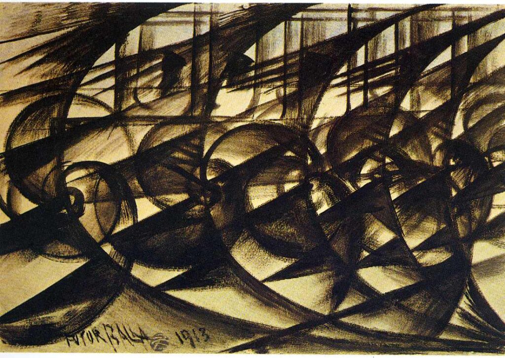 Speeding Car (study). Abstract Speed. (1913) – Giacomo Balla Tablo
