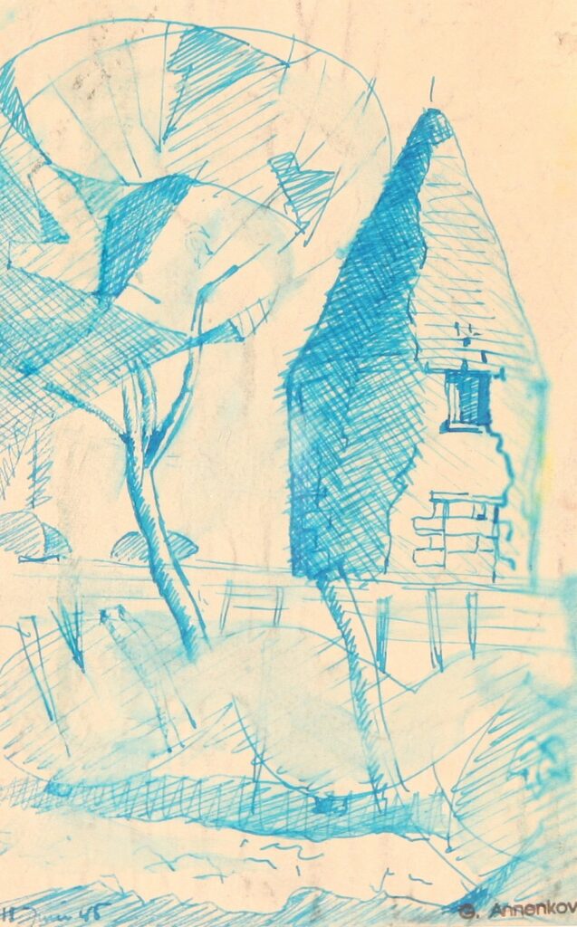 Spire and Trees (1945) - Jury Annenkov Tablo