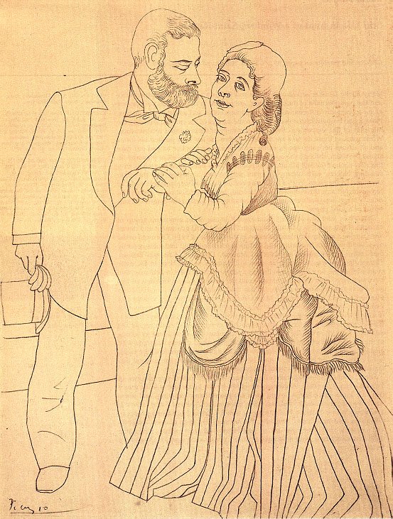 Spouses Sisley after the 'The Betrothed' by Auguste Renoir (1919) - Pablo Picasso Tablo