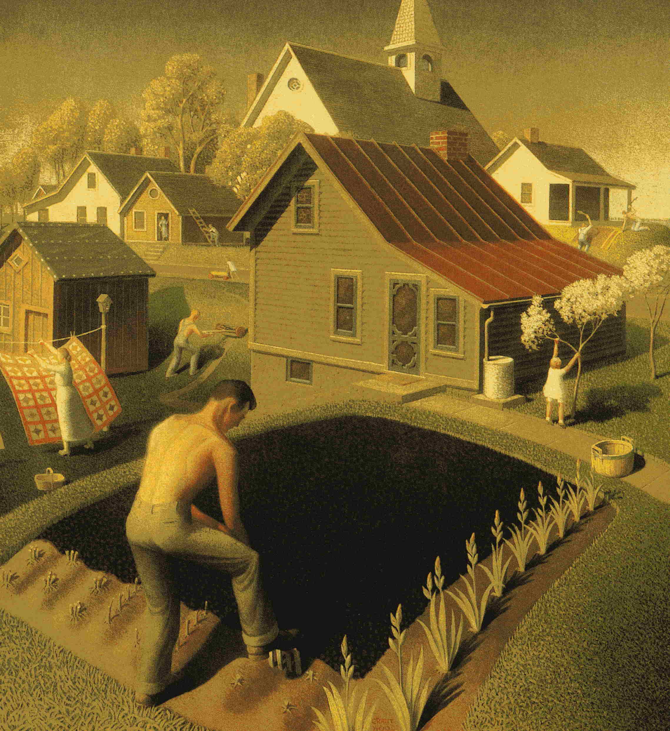 Spring In Town (1941) - Grant Wood Tablo