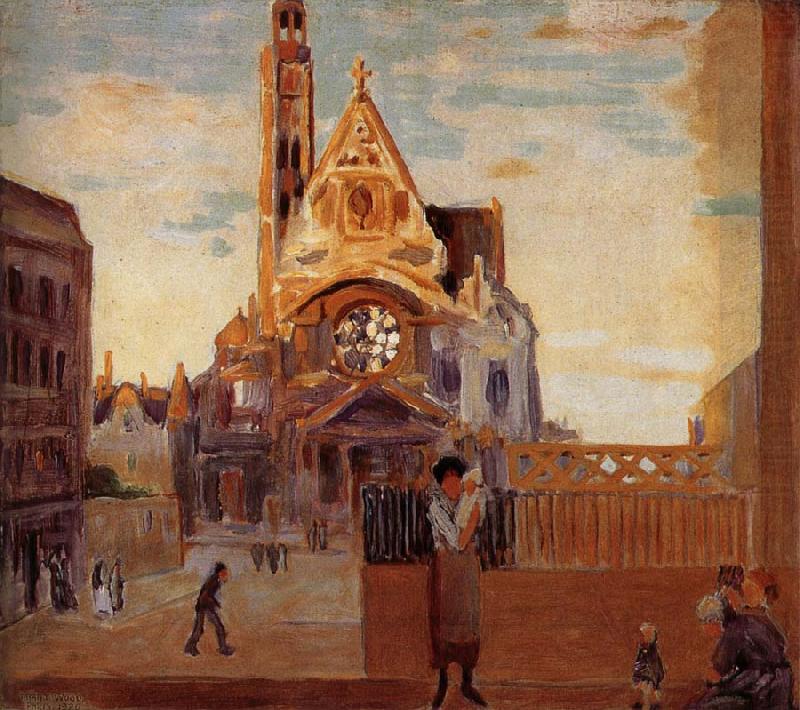 St. Etienne du Mont (Church of St. Genevieve) (1920) - Grant Wood Tablo