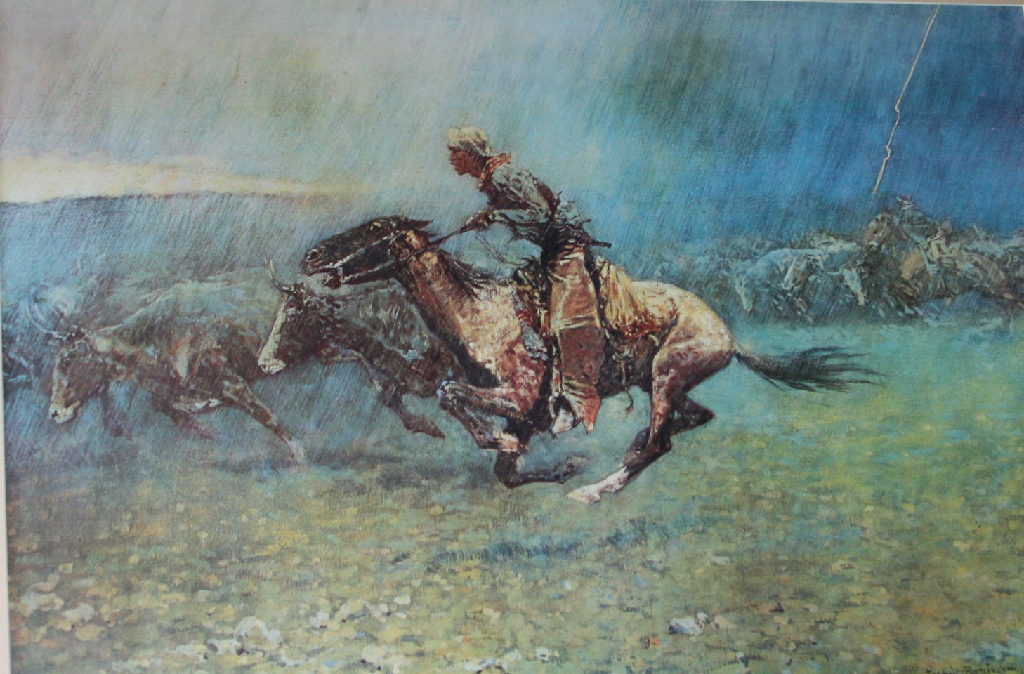 Stampede (1908) - Frederic Remington Tablo