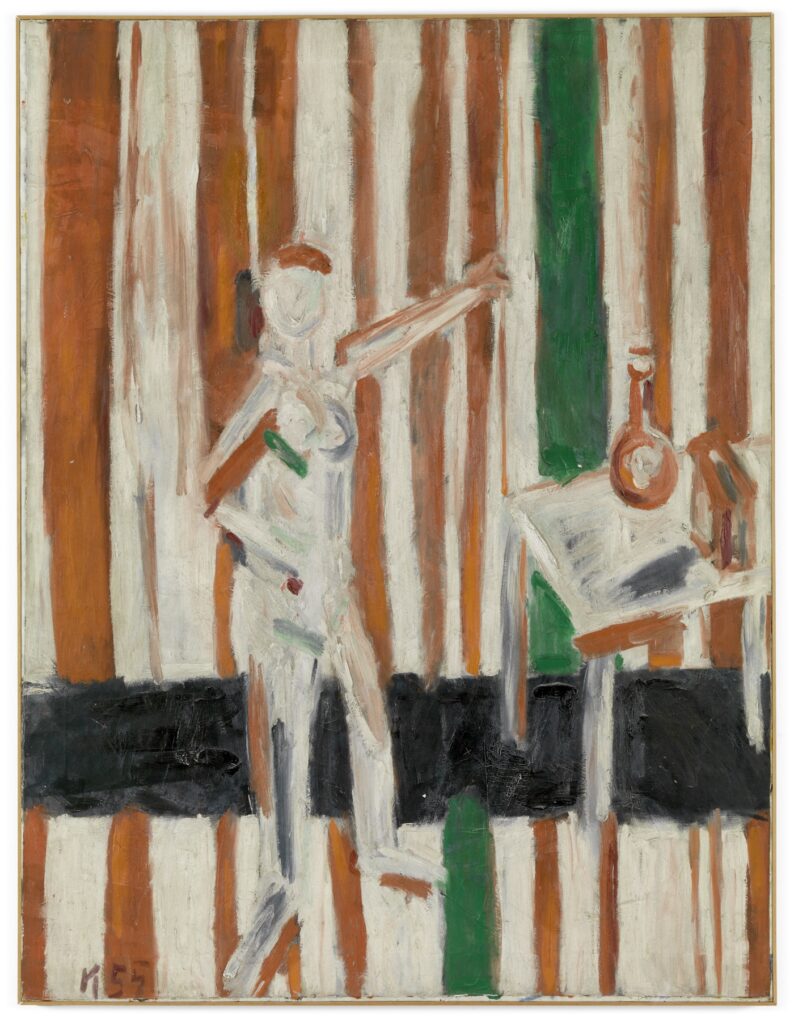 Standing Nude Against Red and White Stripes (1955) - Allan Kaprow Tablo