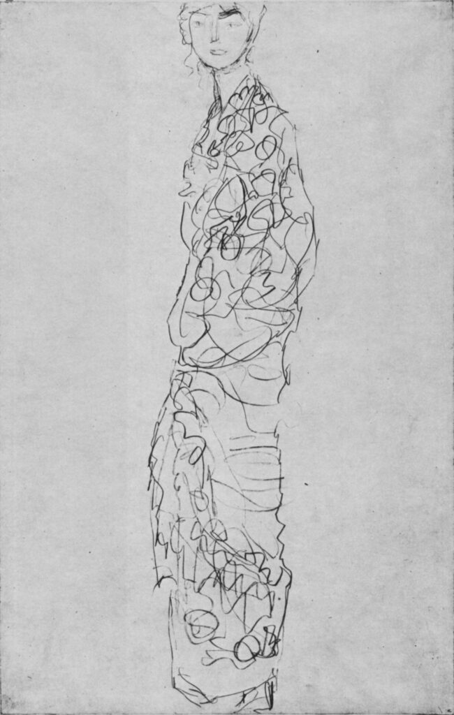 Standing Woman in Kimono (Dame im Kimono) (1917) - Gustav Klimt Tablo