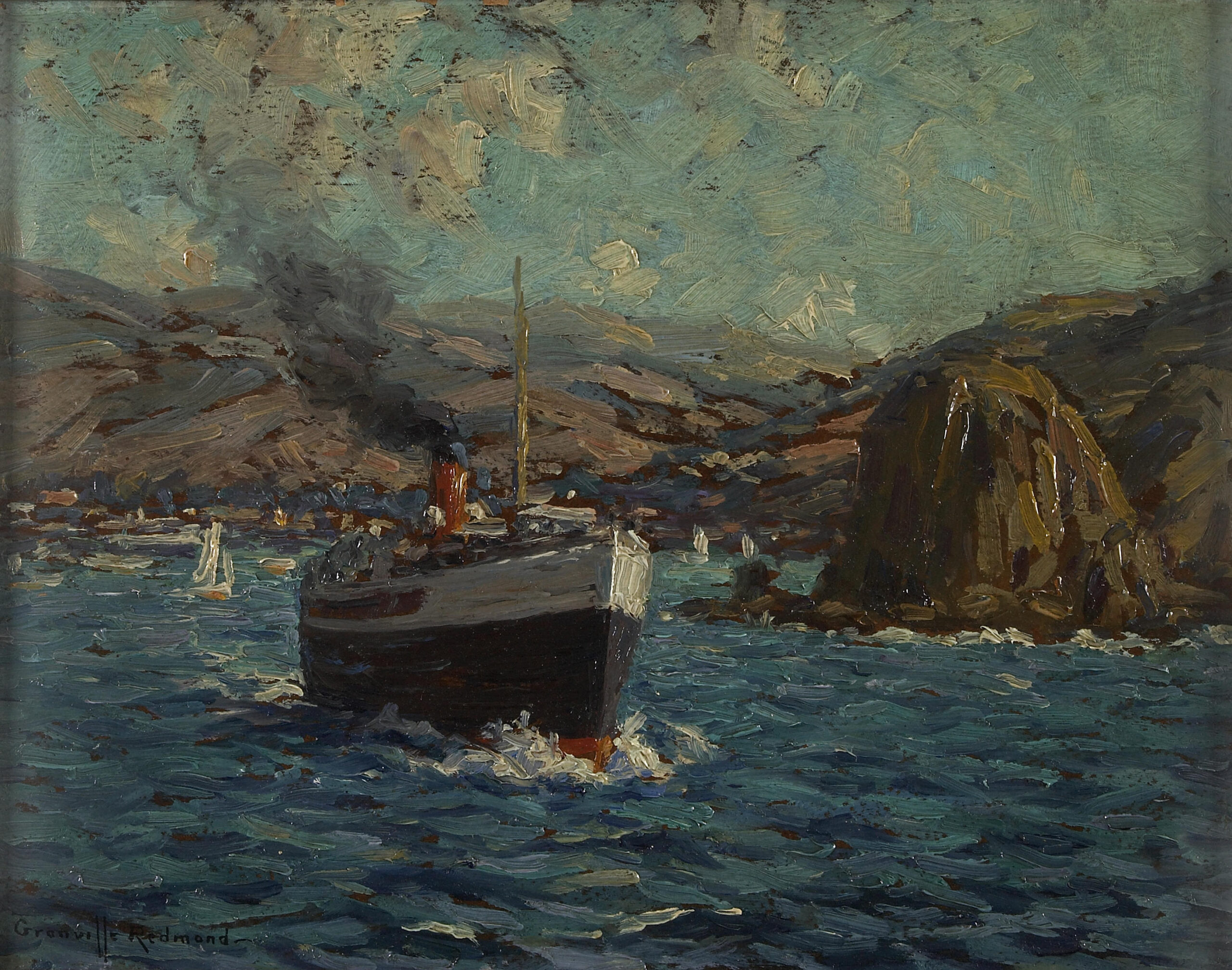 Steamer Leaving Avalon, Catalina Island - Granville Redmond Tablo