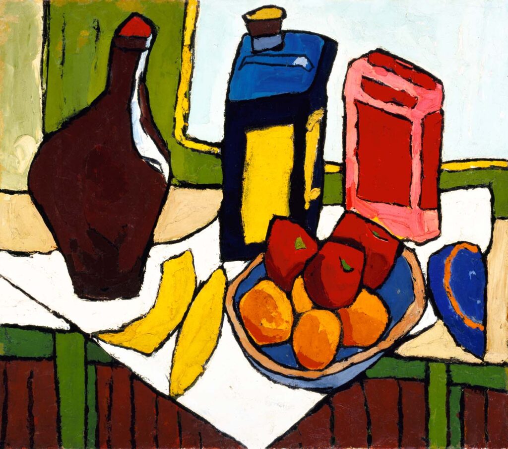 Still Life Fruit, Bottles (1939) - William H. Johnson Tablo