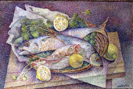 Still Life of Fish - Marevna (Marie Vorobieff) Tablo