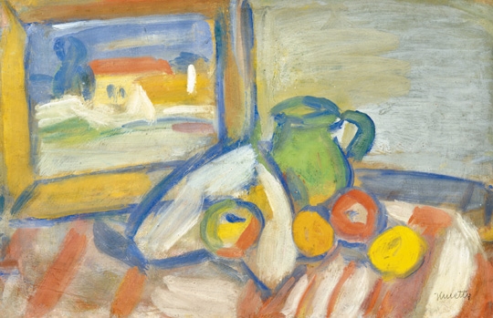 Still Life on Table with a Picture - Kmetty János Tablo