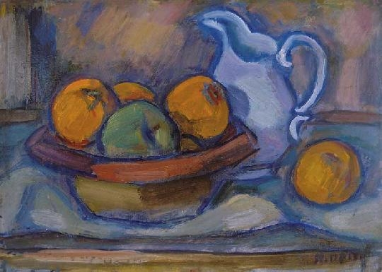 Still Life with Apples and Jug (1930) - Kmetty János Tablo