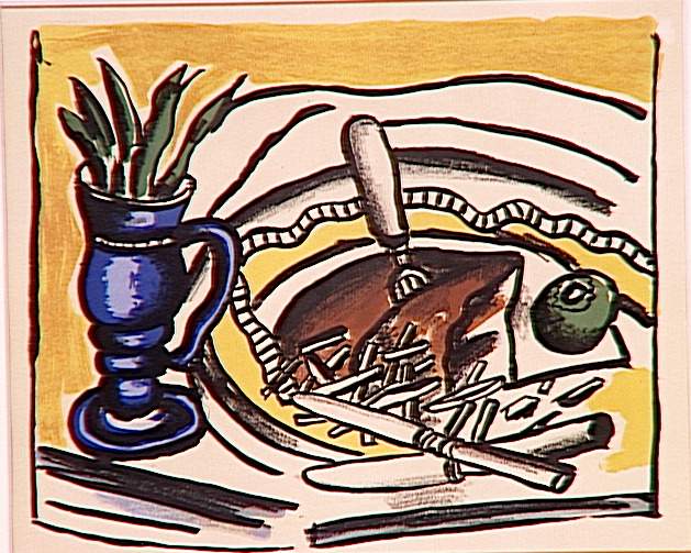 Still Life with Blue Vase (the roosbeef) (1951) - Fernand Léger Tablo