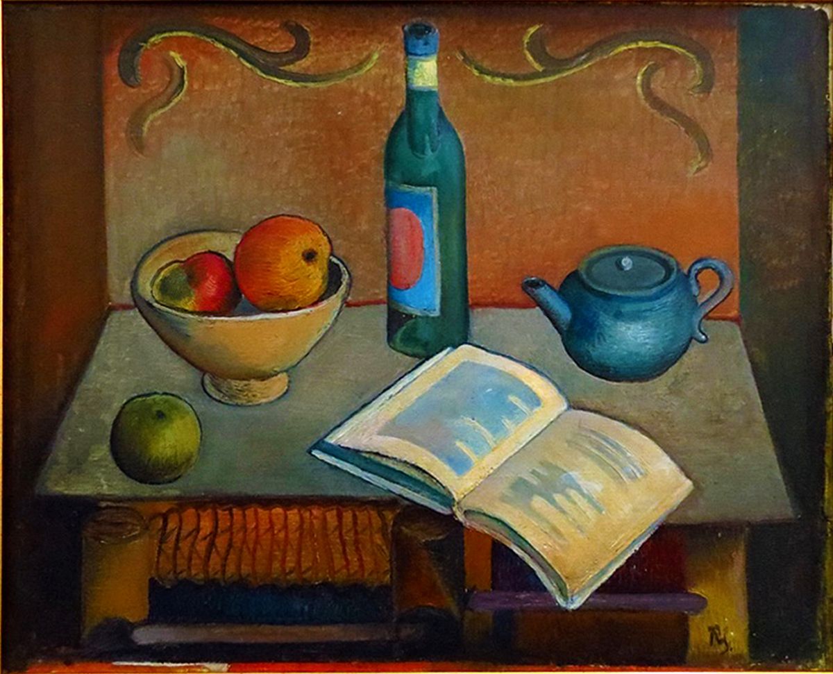 Still Life with Book (1926) - Roman Selsky Tablo