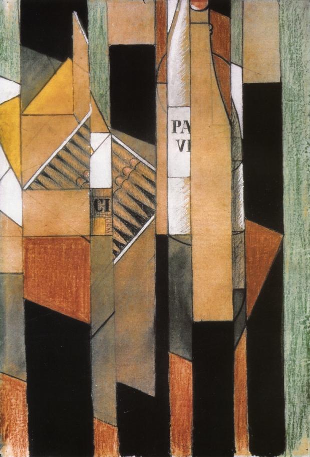 Still Life with Bottle and Cigars (1912) - Juan Gris Tablo