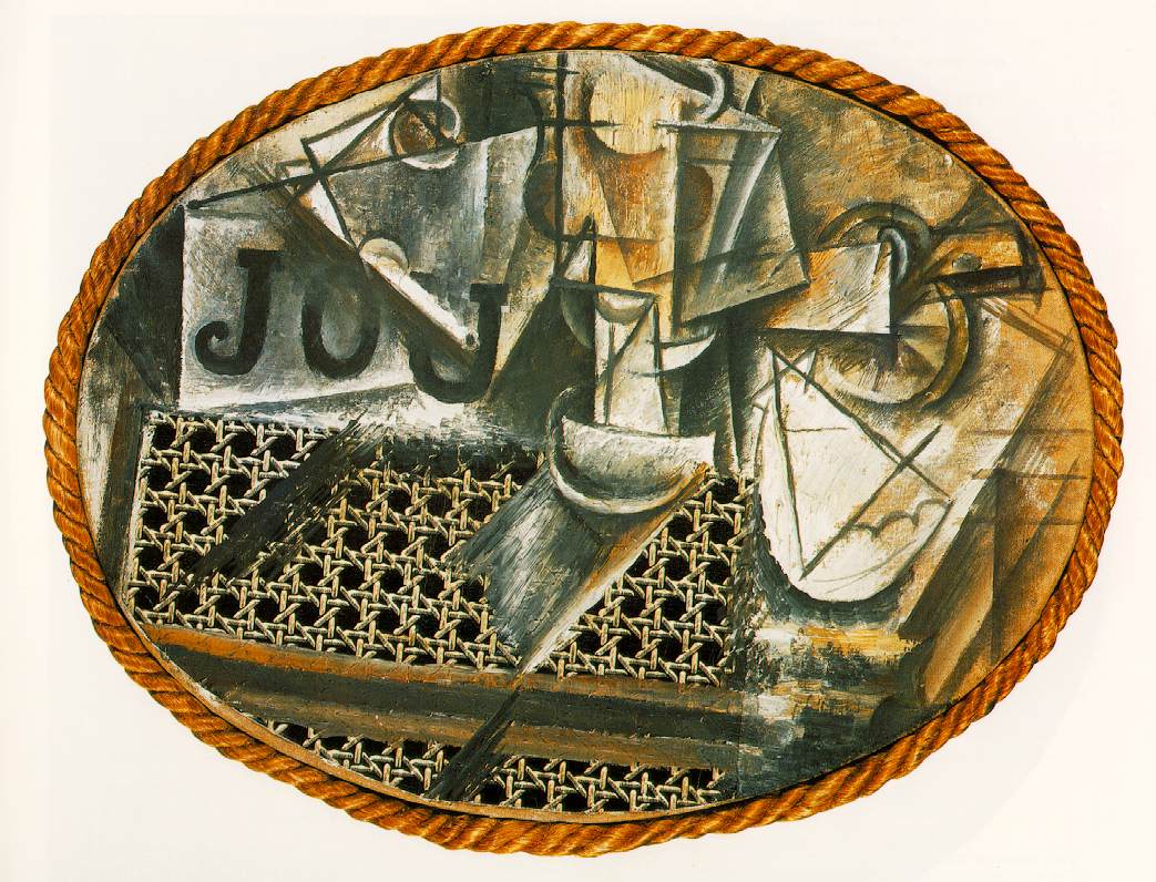 Still Life with Caned Chair (1912) - Pablo Picasso Tablo