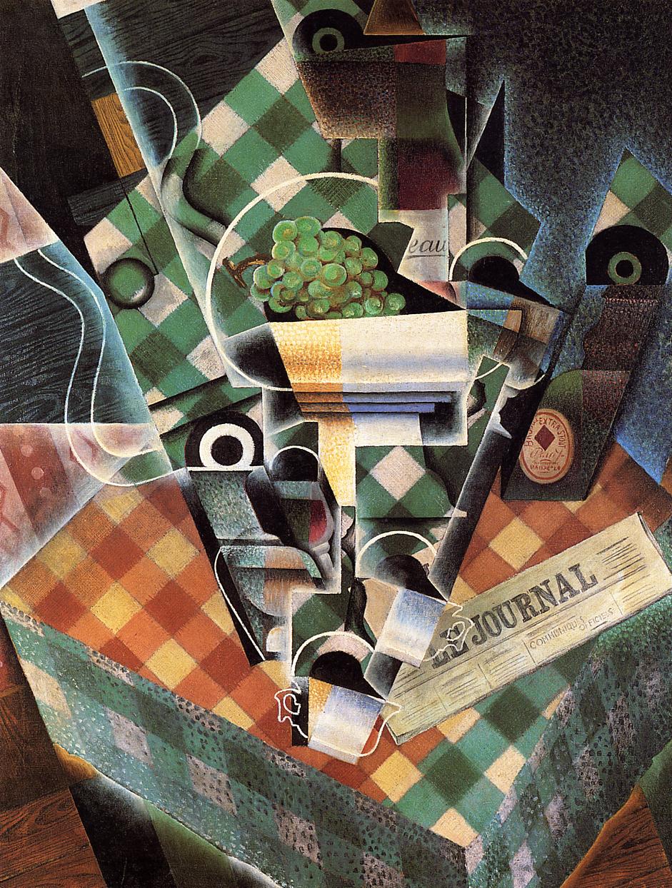 Still Life with Checked Tablecloth (1915) - Juan Gris Tablo