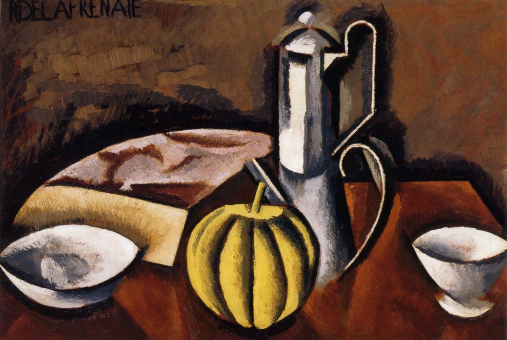 Still Life with Coffee Pot and Melon (1911) - Roger de La Fresnaye Tablo