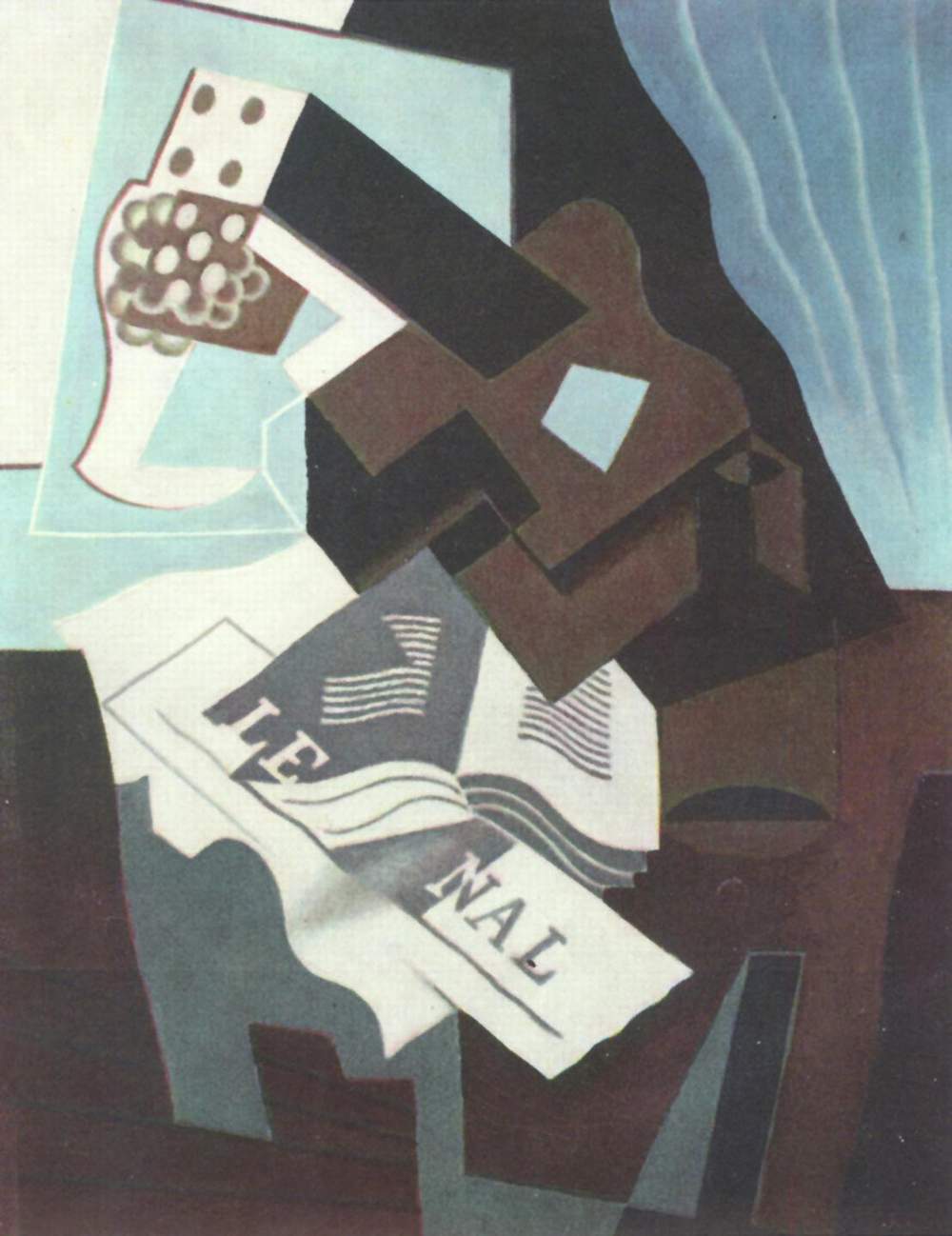 Still Life with Guitar, Book and newspaper (1919) - Juan Gris Tablo