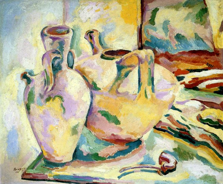 Still Life with Jugs and Pipe (1906) - Georges Braque Tablo