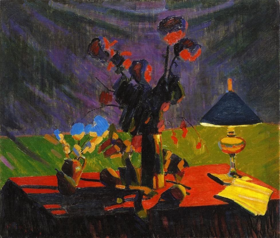 Still Life with Lamp (1905) - Auguste Herbin Tablo