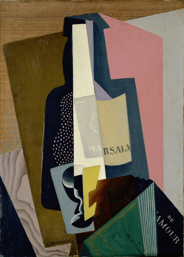 Still Life with Marsala Bottle (1917) - Gino Severini Tablo