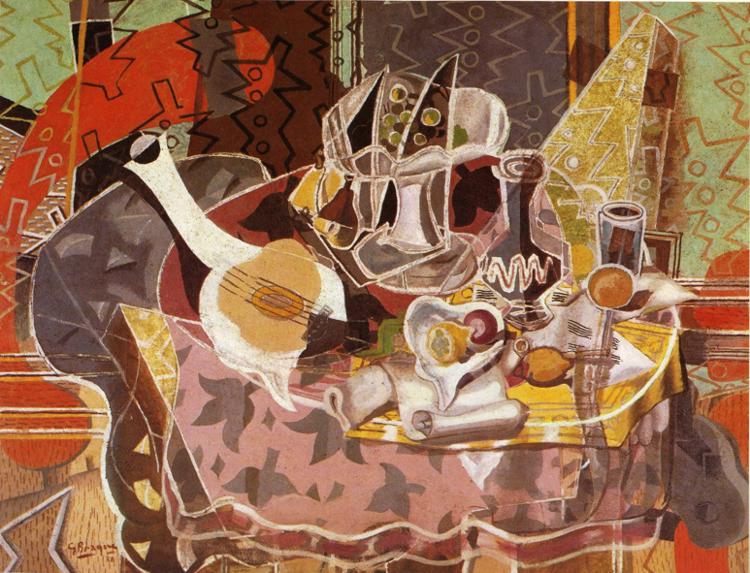 Still Life with Music Scroll (1937) - Georges Braque Tablo
