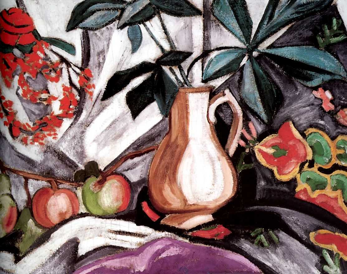 Still Life with Pitcher and Apples (1910) - Olga Rozanova Tablo