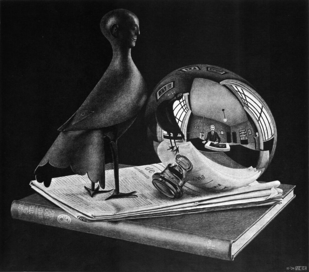 Still Life with Spherical Mirror (1934) - M. C. Escher Tablo