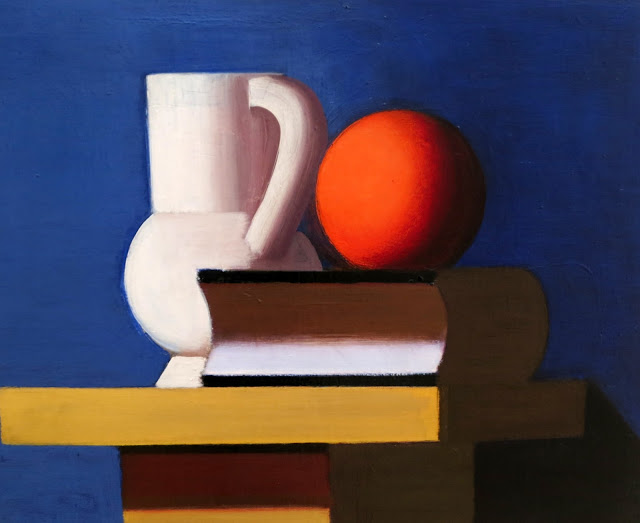 Still Life with White Jar, Orange and Book (1933) - Vilhelm Lundstrøm Tablo
