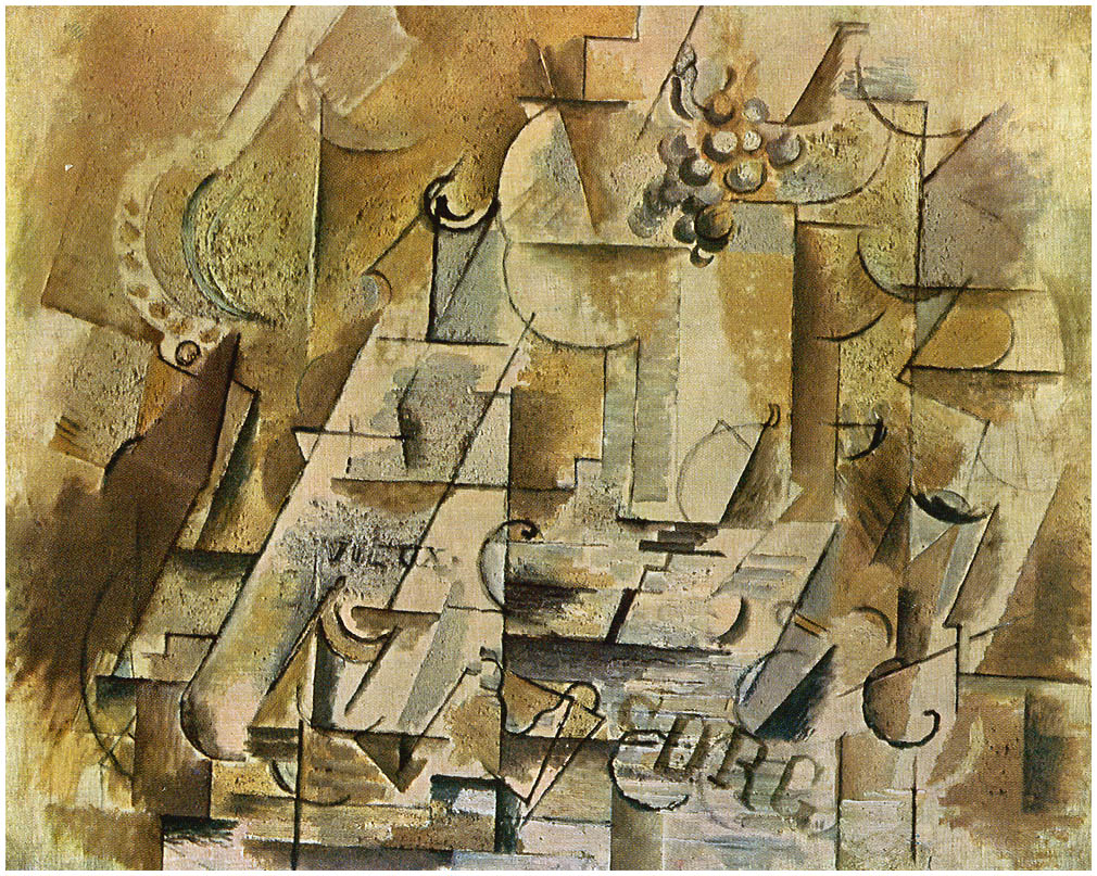 Still Life with a Bunch of Grapes (1912) - Georges Braque Tablo