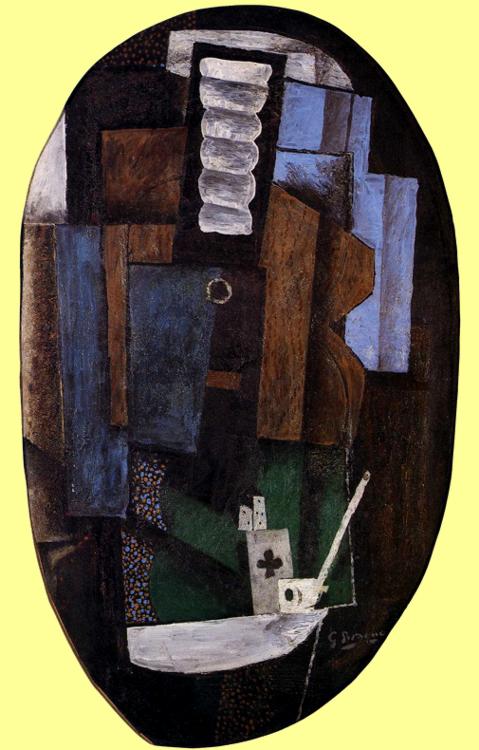 Still Life with a Guitar on a Table (1918) - Georges Braque Tablo