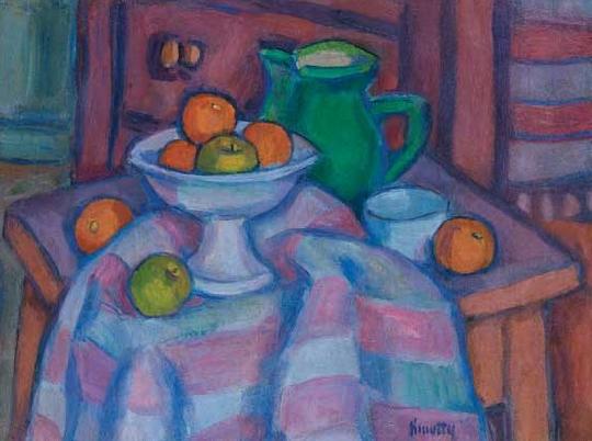 Still Life with a Jug and Oranges (1930) - Kmetty János Tablo