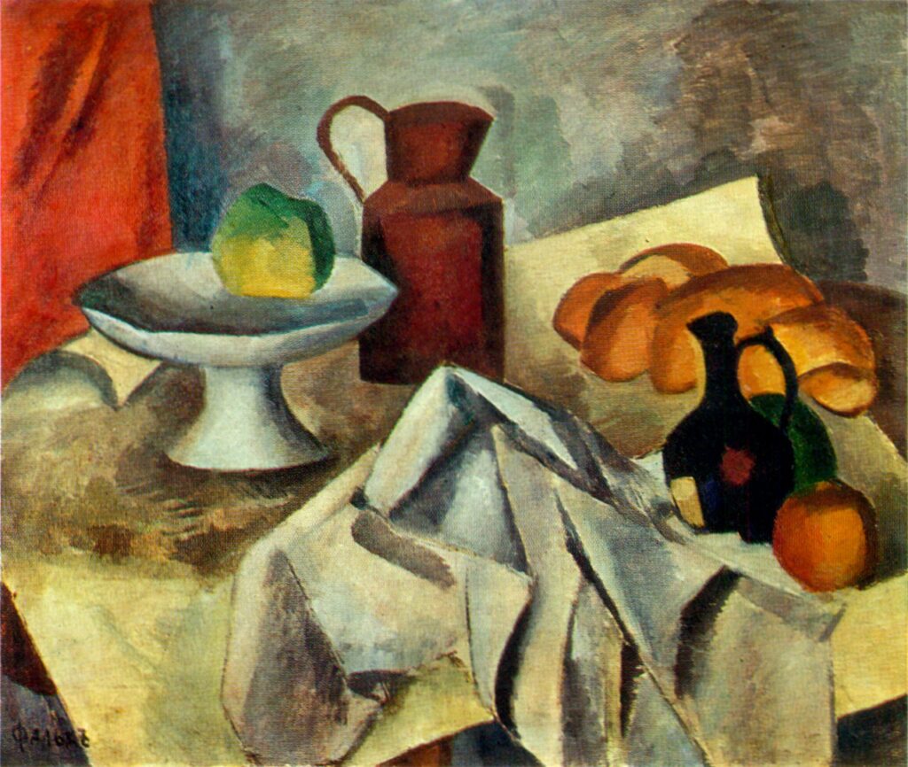 Still life on a white tablecloth (1914) - Robert Falk Tablo