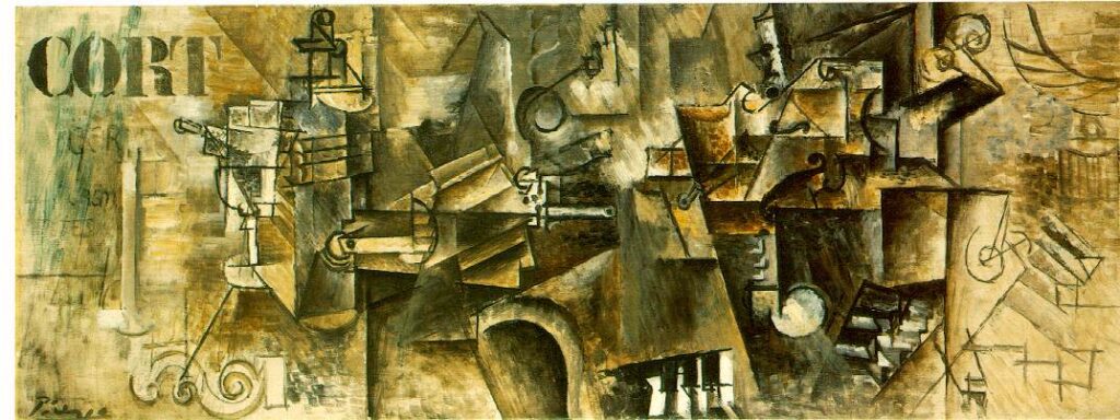 Still life on the piano ('CORT') (1911) - Pablo Picasso Tablo