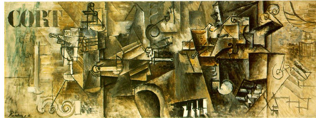 Still life on the piano ('CORT') (1911) - Pablo Picasso Tablo