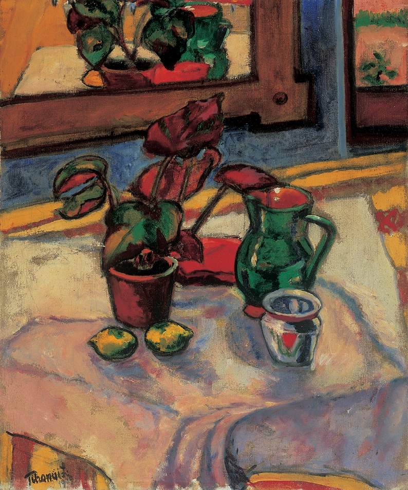 Still life with Flowes in a Pot (1909) - Lajos Tihanyi Tablo