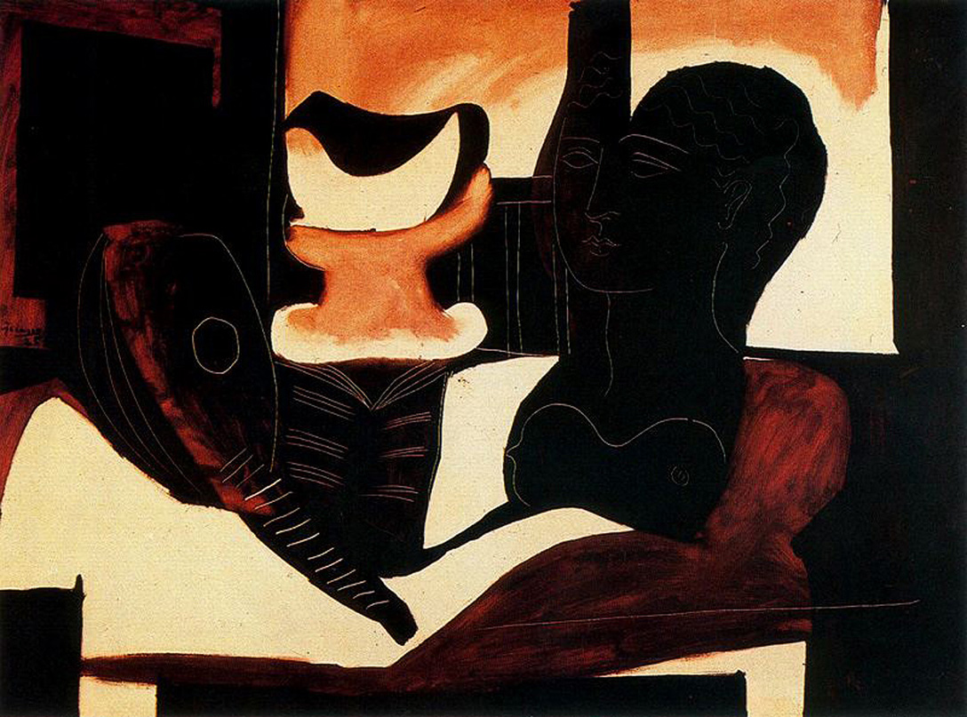 Still life with antique bust (1925) - Pablo Picasso Tablo