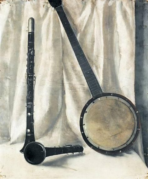 Still life with banjo and clarinette – Arthur Segal Tablo