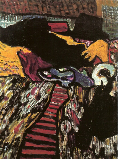 Still life with blue slippers (1911) - Nathan Altman Tablo