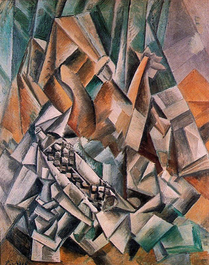 Still life with bottle of Anis del Mono (1909) - Pablo Picasso Tablo