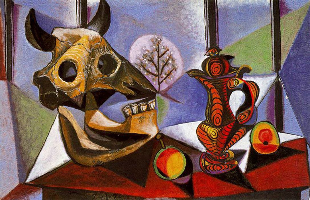 Still life with bull's skull (1939) - Pablo Picasso Tablo