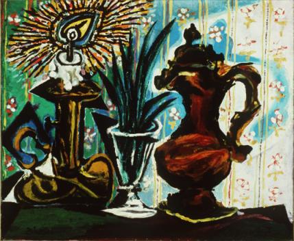 Still life with candle (1937) - Pablo Picasso Tablo