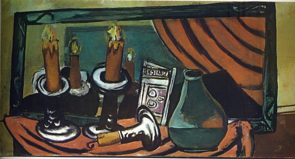 Still life with candles and mirror (1930) - Max Beckmann Tablo