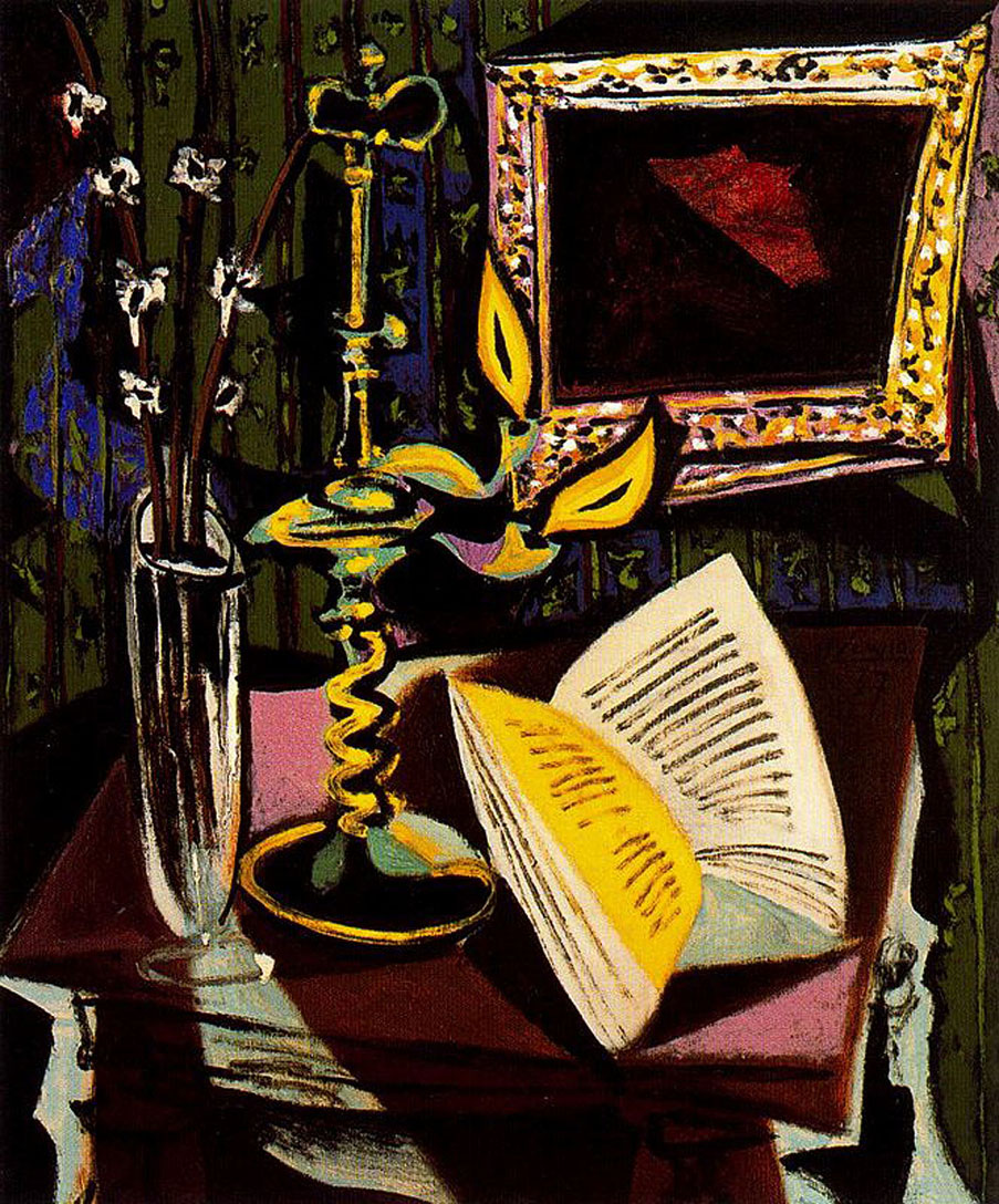 Still life with candlestick (1937) - Pablo Picasso Tablo