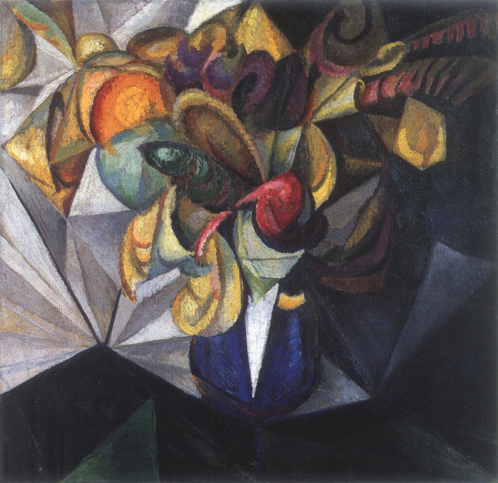 Still life with flowers (1914) - Oleksandr Bogomazov Tablo