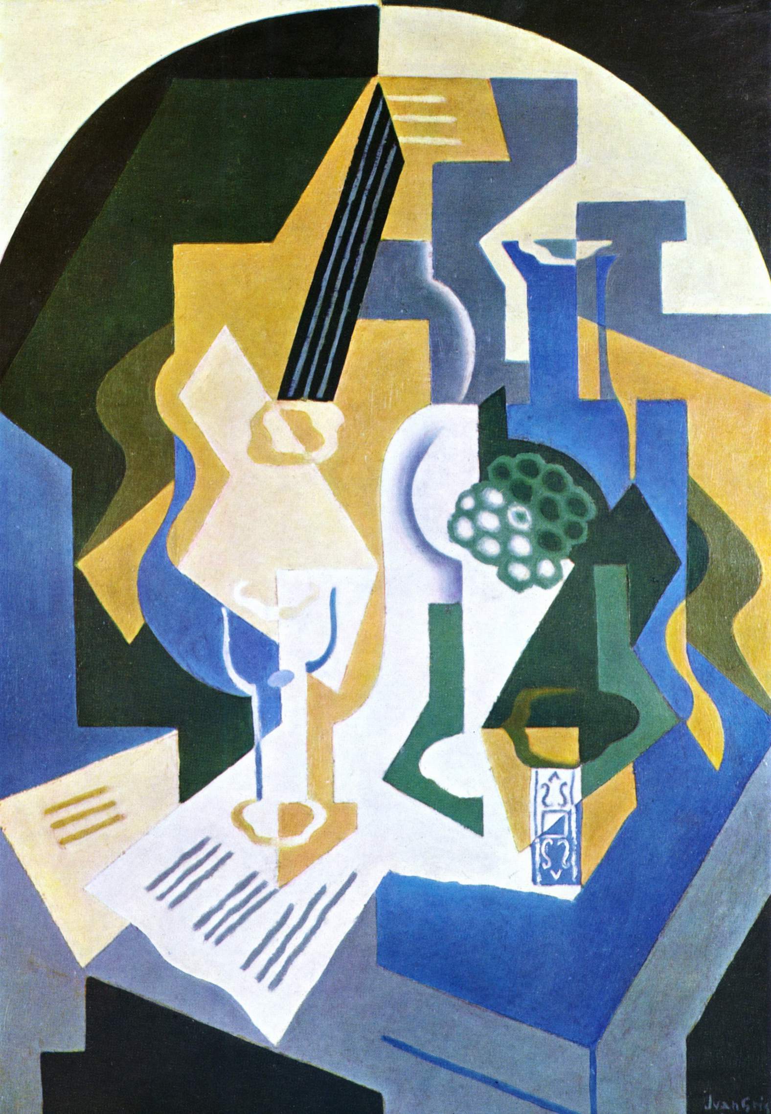 Still life with fruit bowl and mandolin (1919) - Juan Gris Tablo