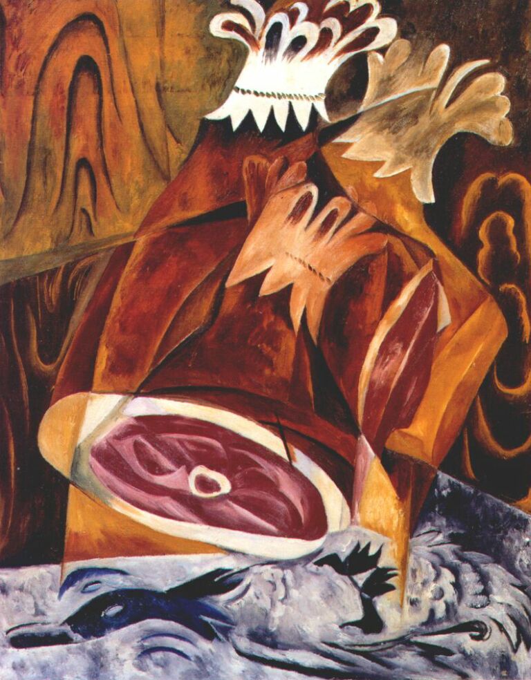Still life with ham (1912) - Natalia Goncharova Tablo